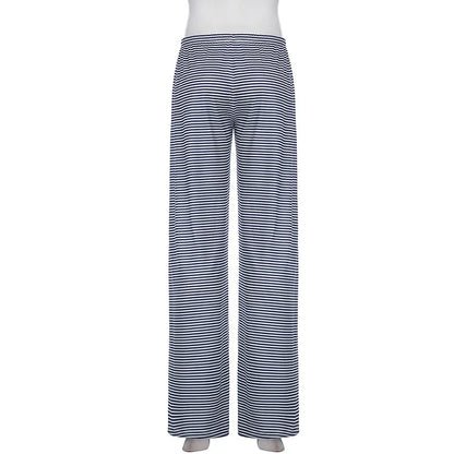 Women'S Stripe Drawstring Low Waist Sweatpants Casual Elastic Baggy Straight Leg Pants Loose Fit Summer Streetwear Trousers
